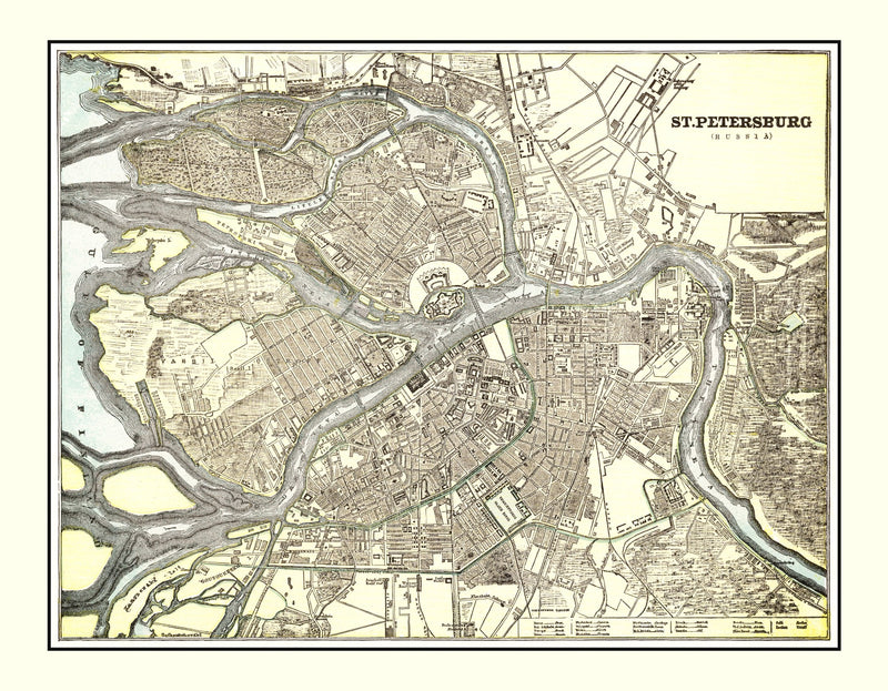 Size comparison using Vintage Map of Saint Petersburg, Russia 1901