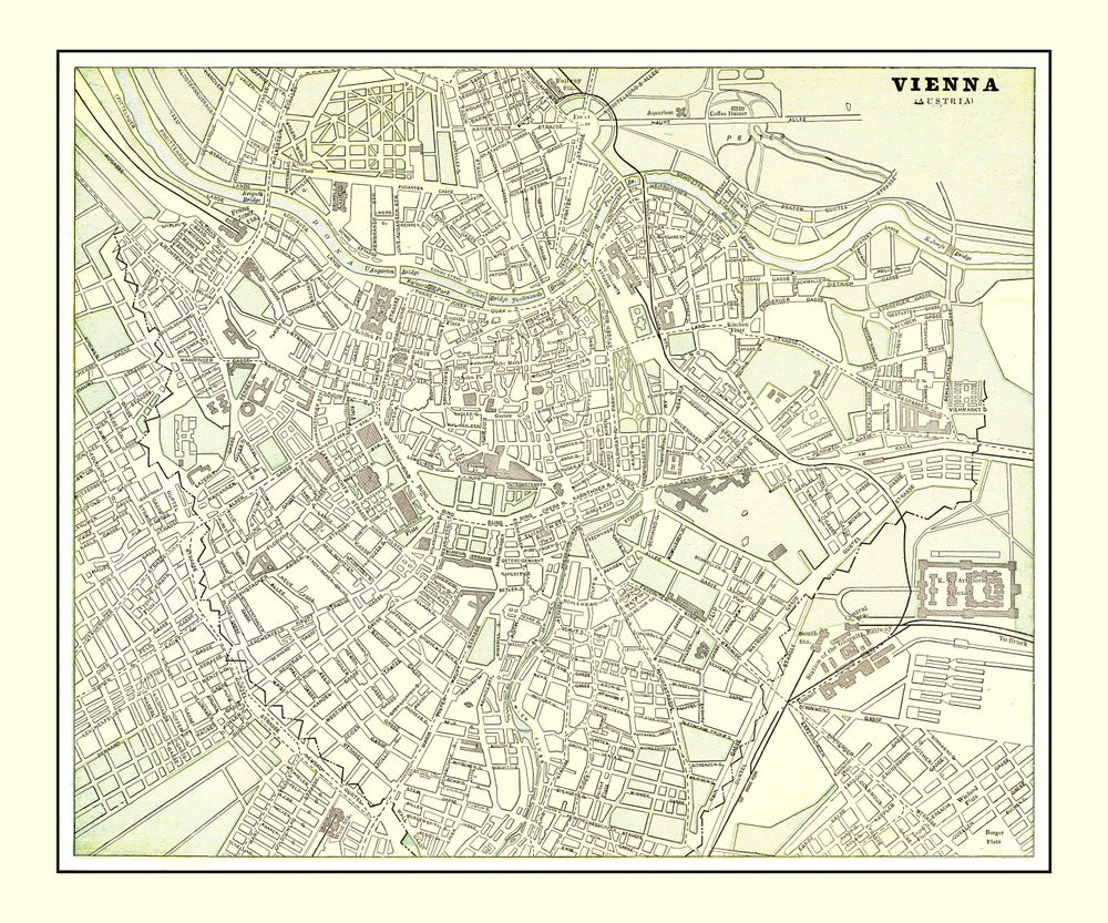 Vintage Map of Vienna, Austria 1901 print style example
