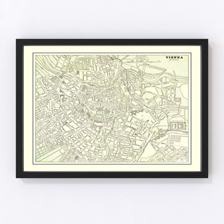 Vintage Map of Vienna, Austria 1901