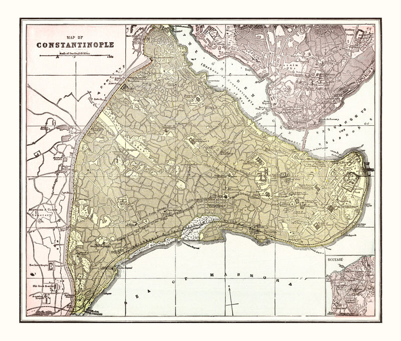 Size comparison using Vintage Map of Istanbul, Turkey 1901