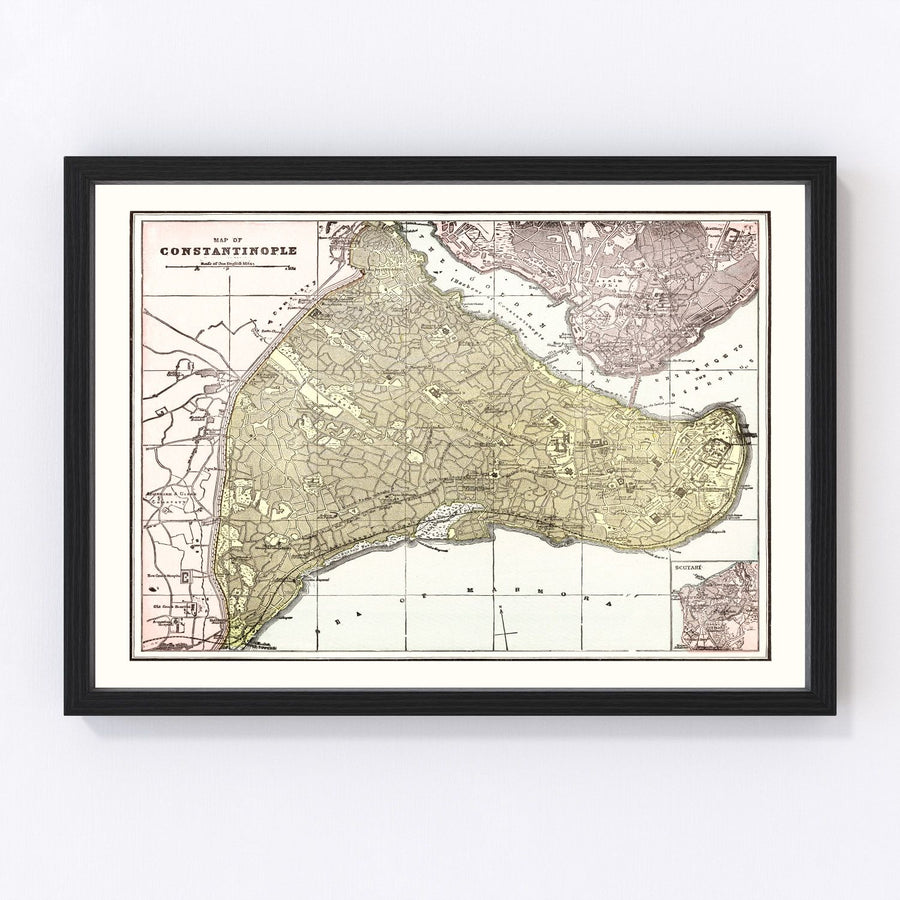 Vintage Map of Istanbul, Turkey 1901