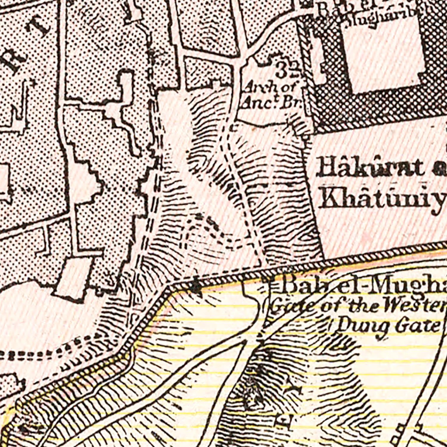 Restored historic details from the 1901 city map of Jerusalem