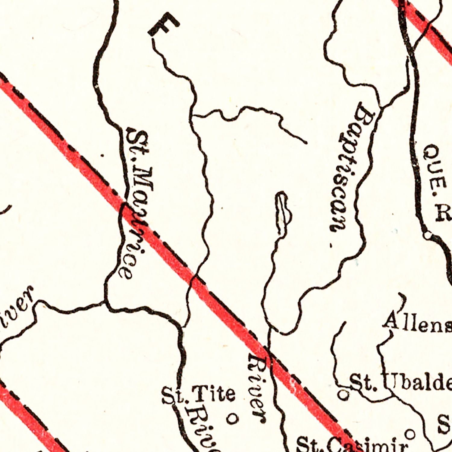 Restored historic details from the 1893 region map of Quebec