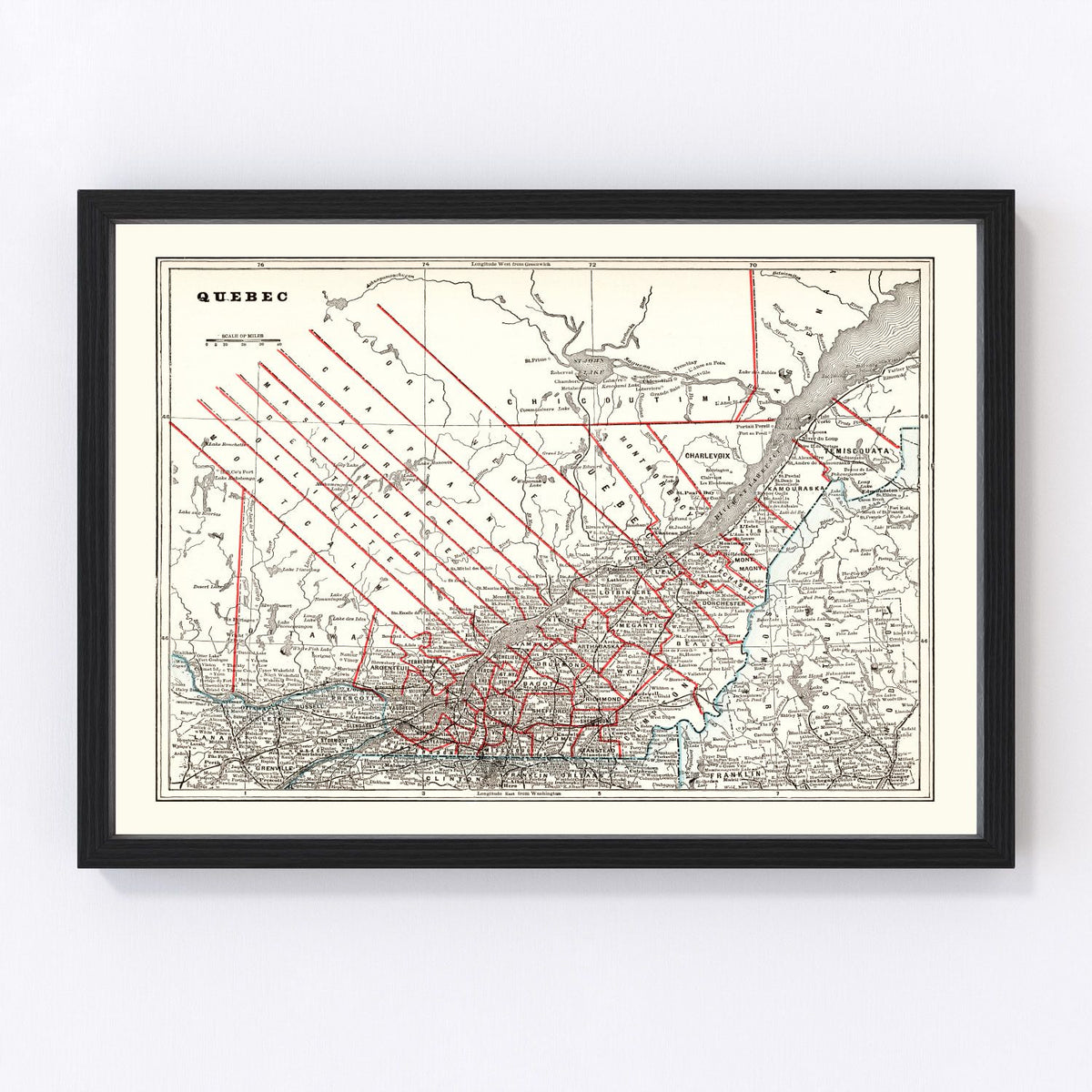 Quebec Vintage Map 1893