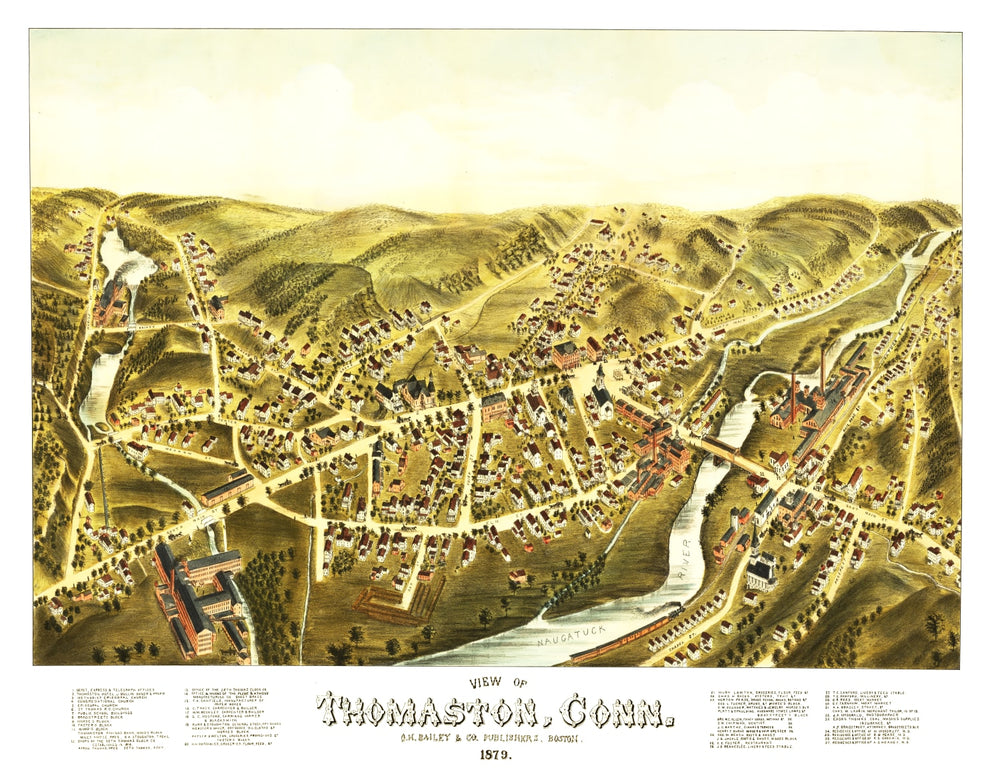 Vintage Map of Thomaston, Connecticut 1879 print style example