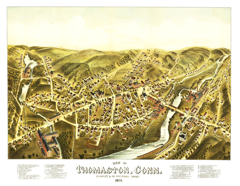 Size comparison using Vintage Map of Thomaston, Connecticut 1879