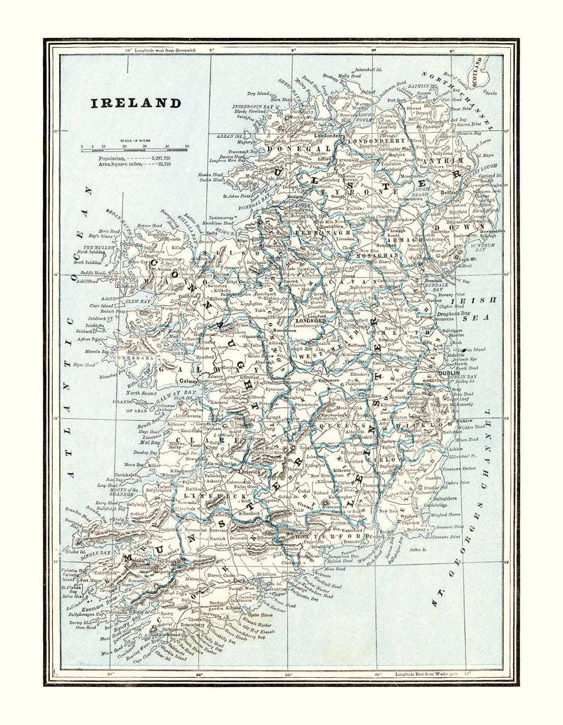 Size comparison using Vintage Map of Ireland 1893