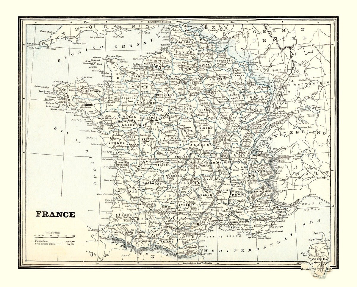 Preview of Vintage Map of France 1893