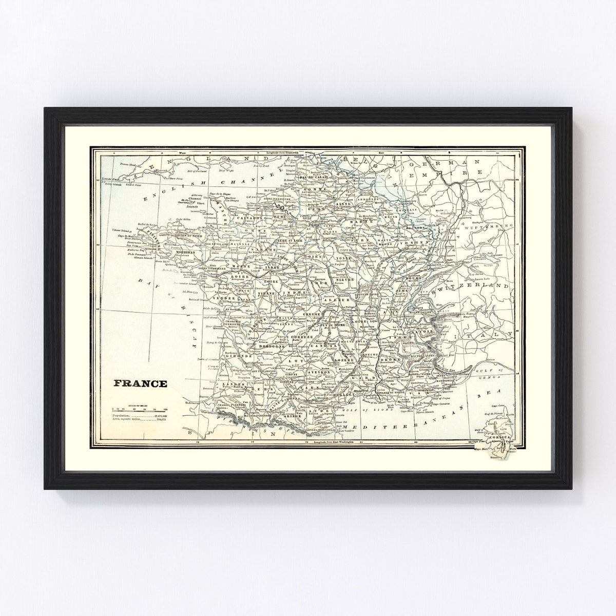 France Vintage Map 1893