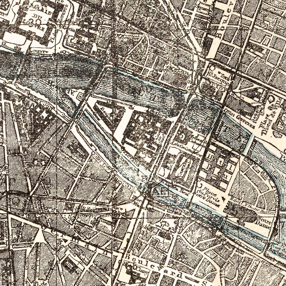 Restored historic details from the 1893 city map of Paris