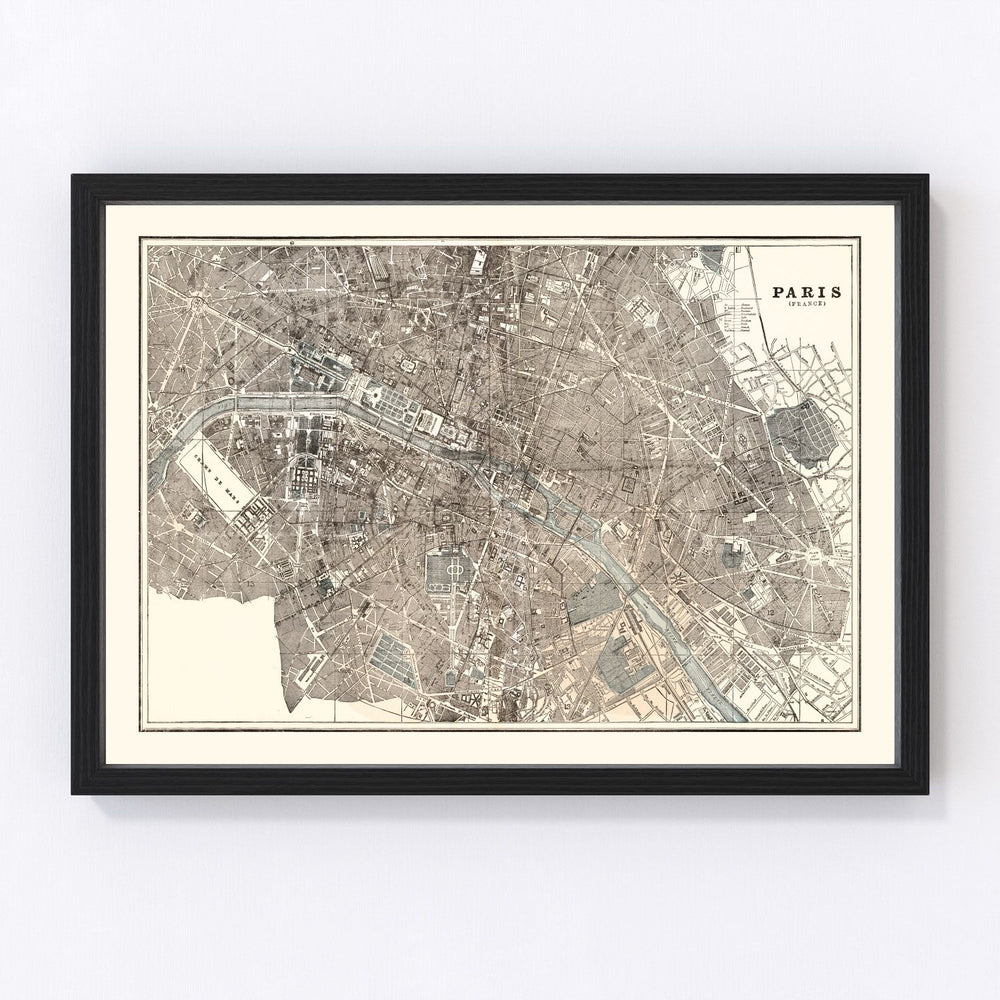 Paris Vintage Map 1893