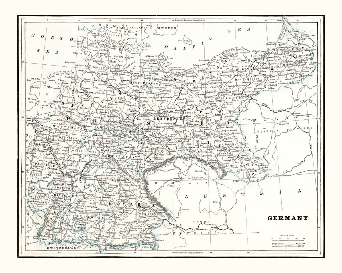 Preview of Vintage Map of Germany 1893