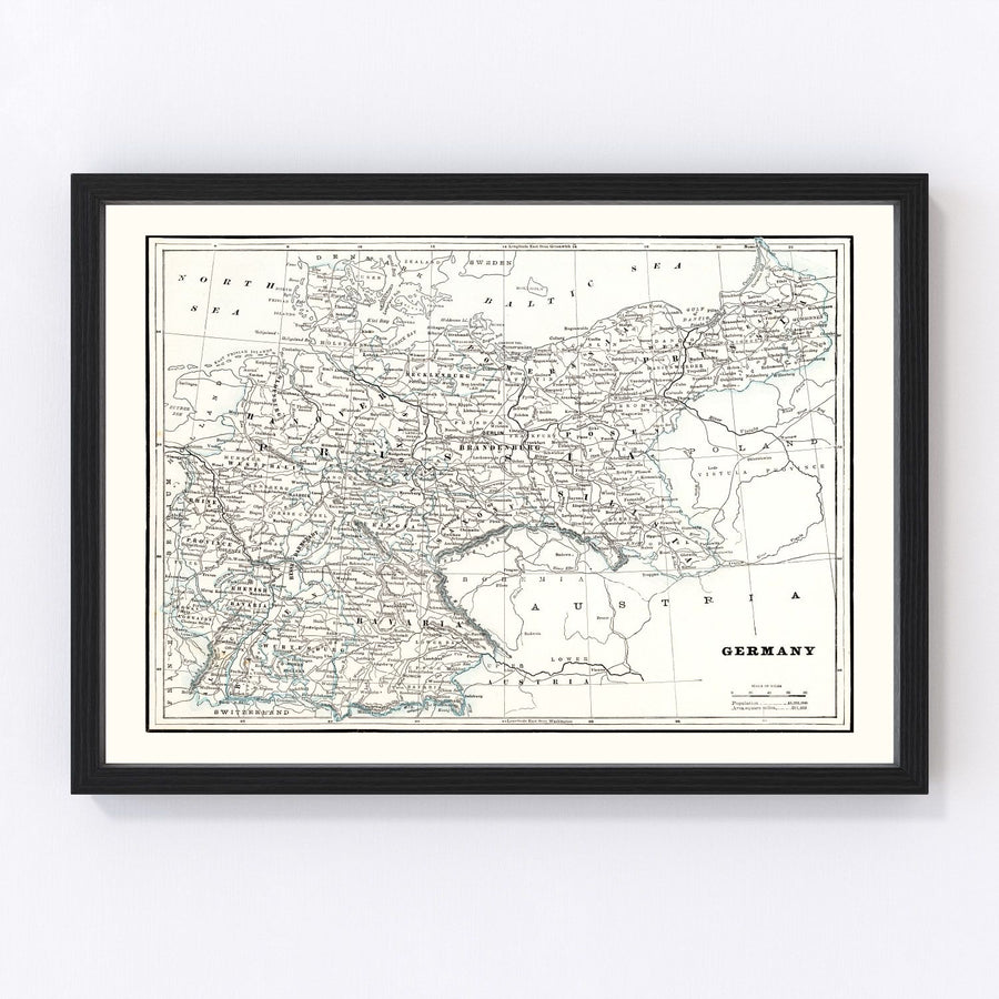 Vintage Map of Germany 1893