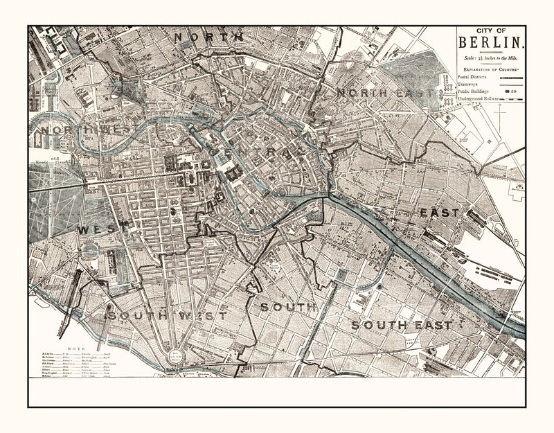 Size comparison using Vintage Map of Berlin, Germany 1893