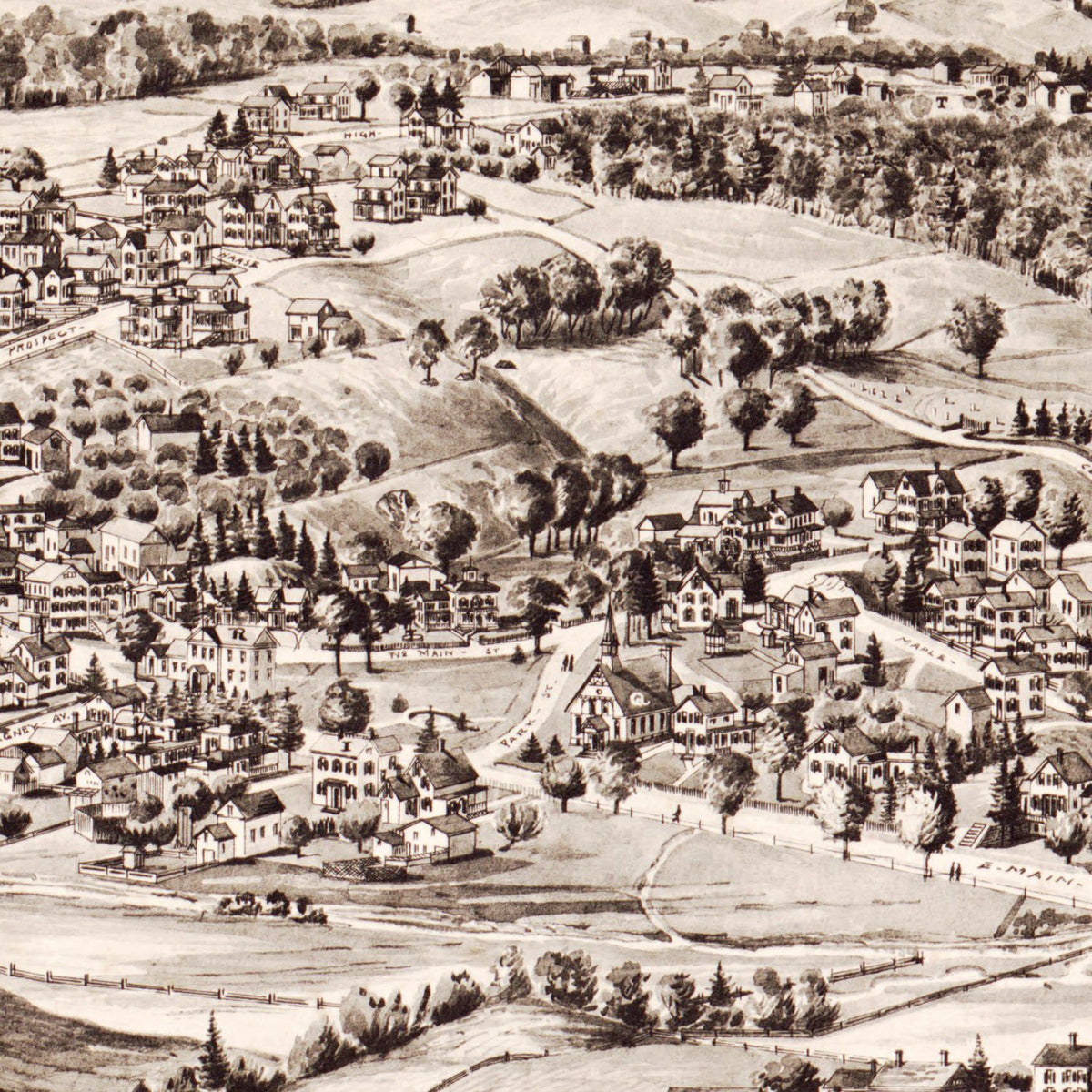 Restored historic details from the 1894 city map of Terryville, Connecticut