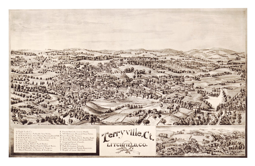 Vintage Map of Terryville, Connecticut 1894 print style example