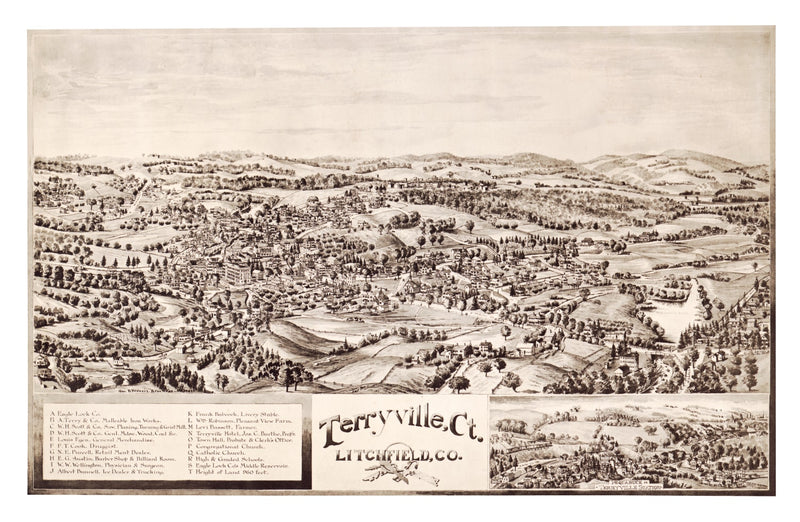 Size comparison using Vintage Map of Terryville, Connecticut 1894