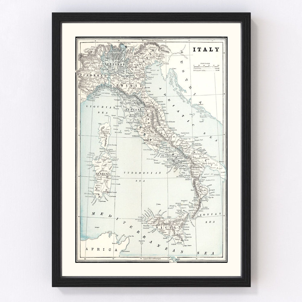 Italy Vintage Map 1893