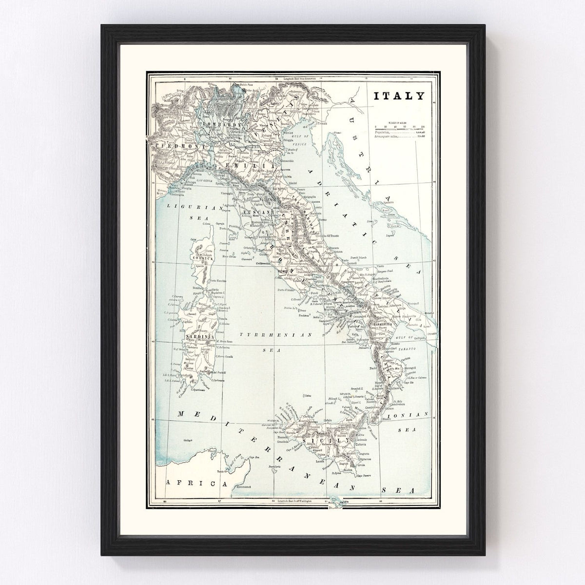 Italy Vintage Map 1893