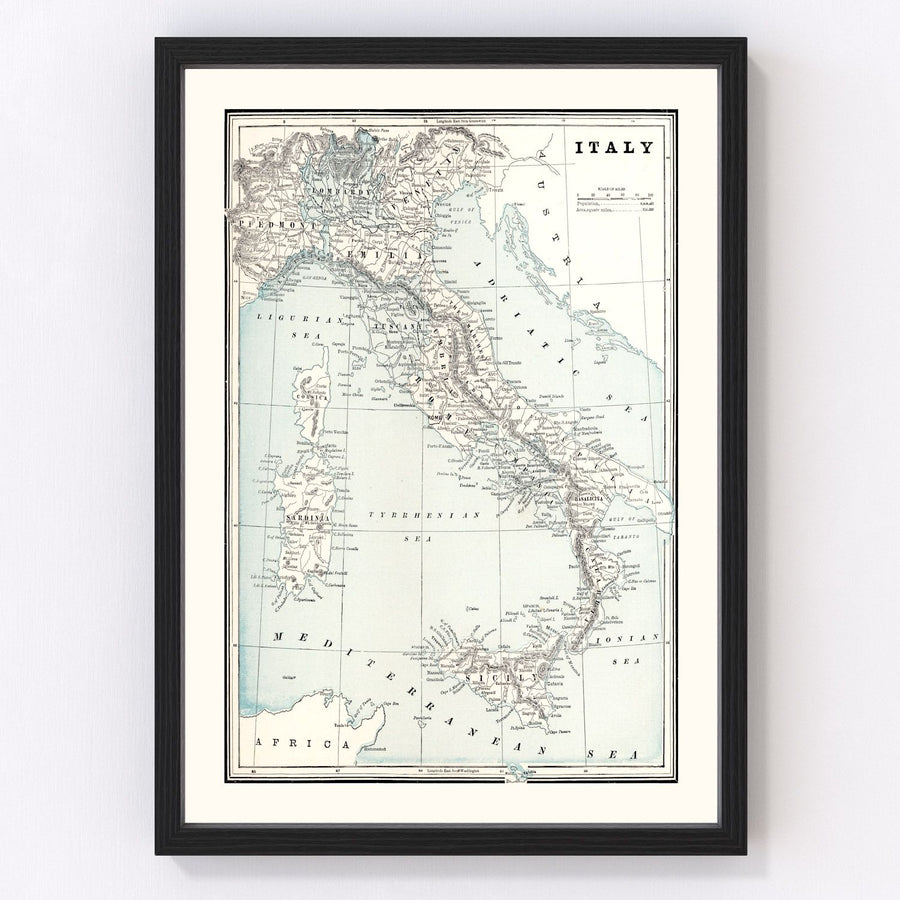 Vintage Map of Italy 1893