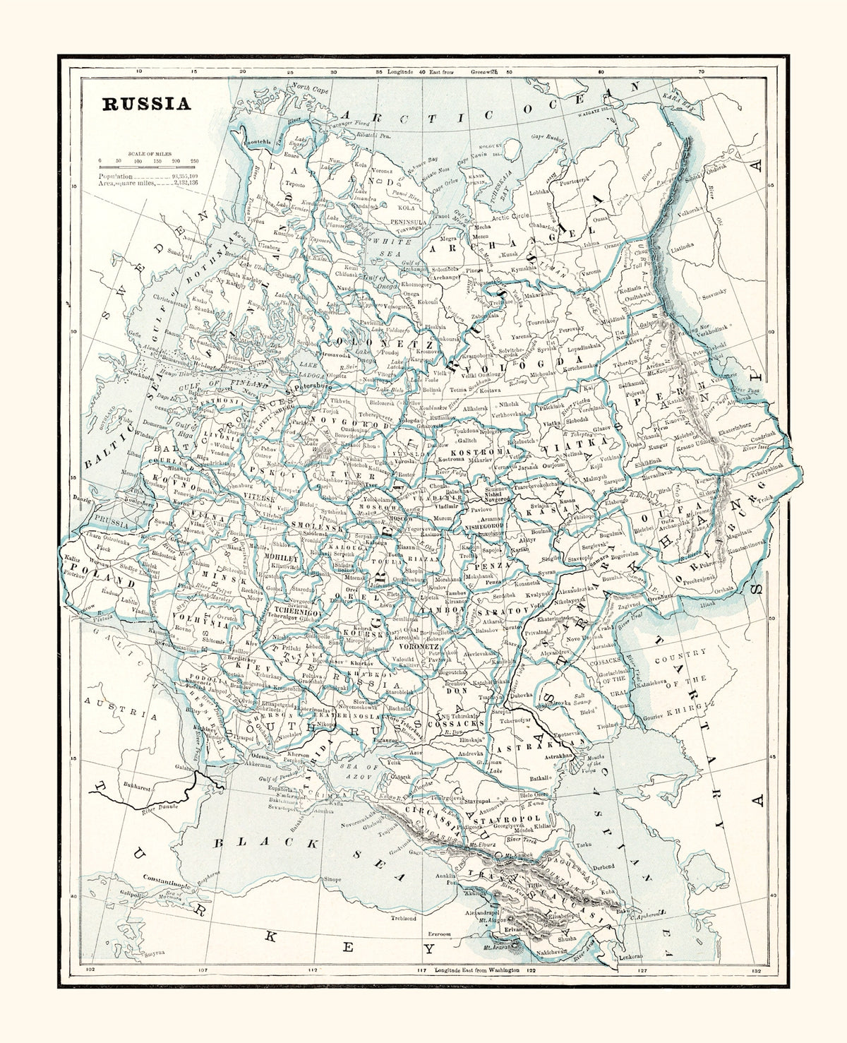 Preview of Vintage Map of Russia 1893