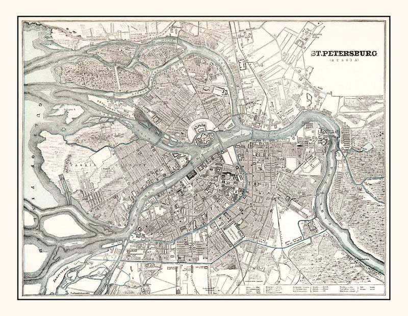 Size comparison using Vintage Map of Saint Petersburg, Russia 1893