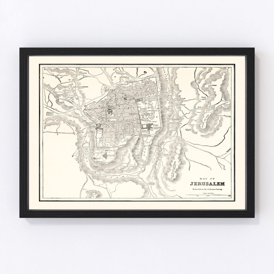 Vintage Map of Jerusalem, Israel 1893