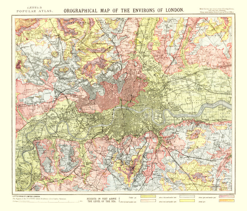 Size comparison using Vintage Map of London, England 1883