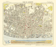 Vintage Map of Liverpool, England 1883