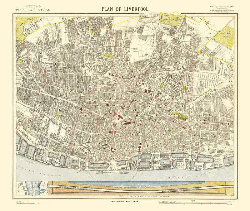 Size comparison using Vintage Map of Liverpool, England 1883