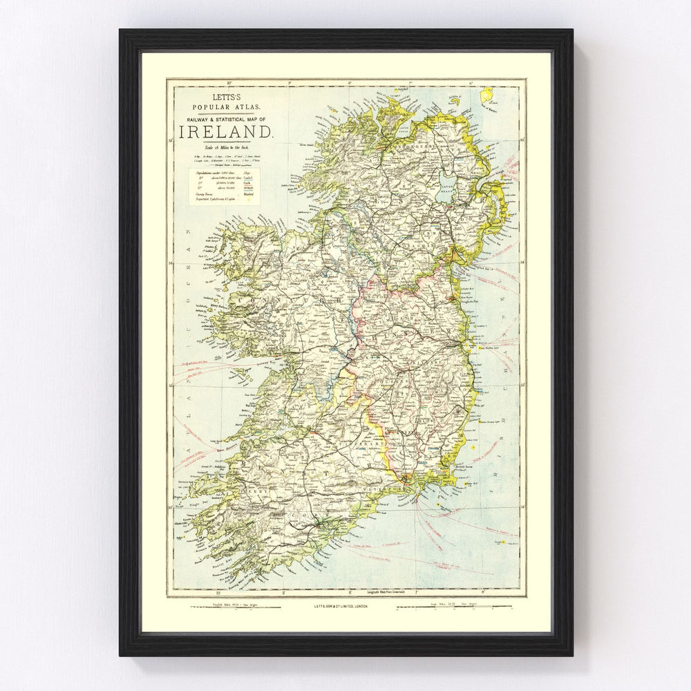 Ireland Vintage Map 1883