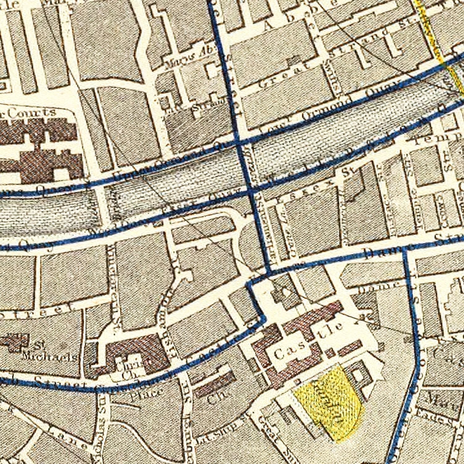 Restored historic details from the 1883 city map of Dublin