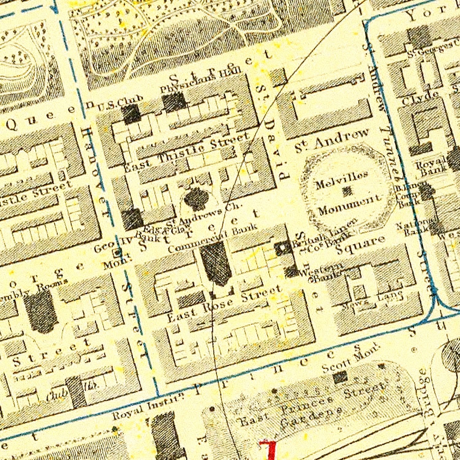 Restored historic details from the 1883 city map of Edinburgh