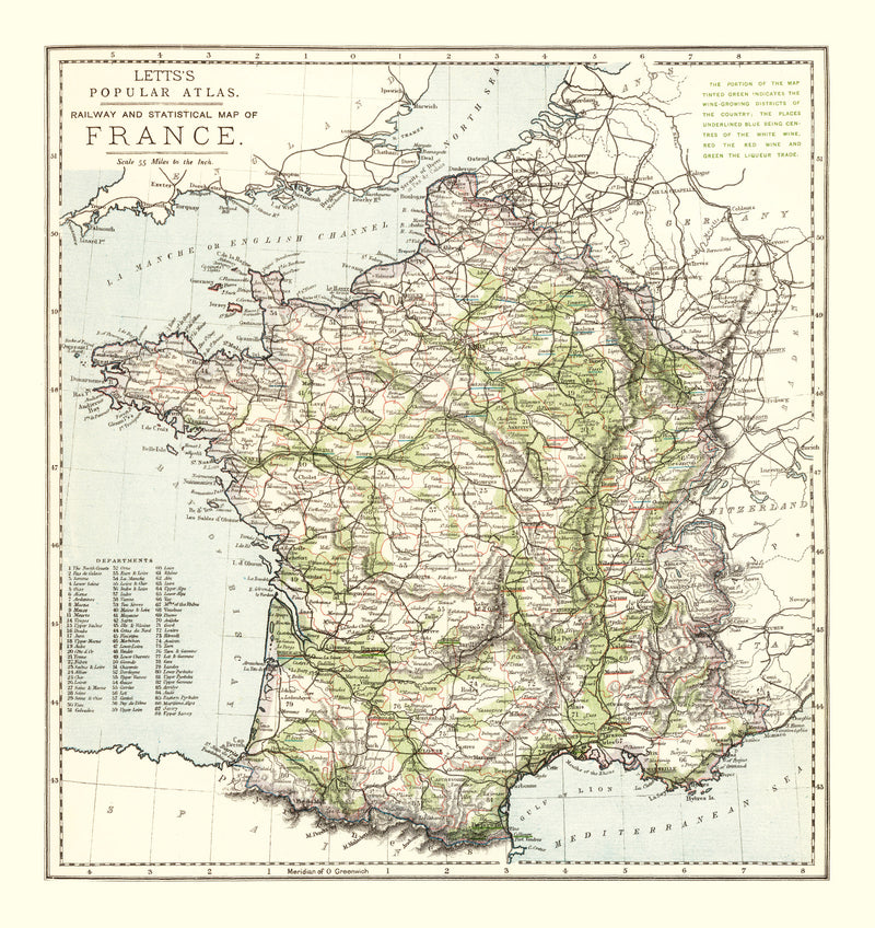 Size comparison using Vintage Map of France 1883