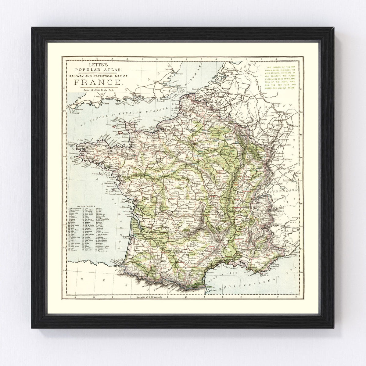 France Vintage Map 1883