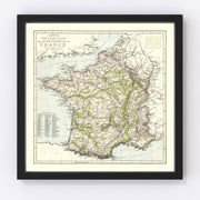 France Vintage Map 1883