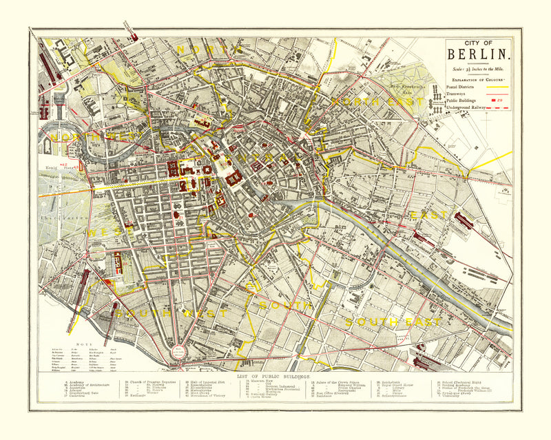 Size comparison using Vintage Map of Berlin, Germany 1883