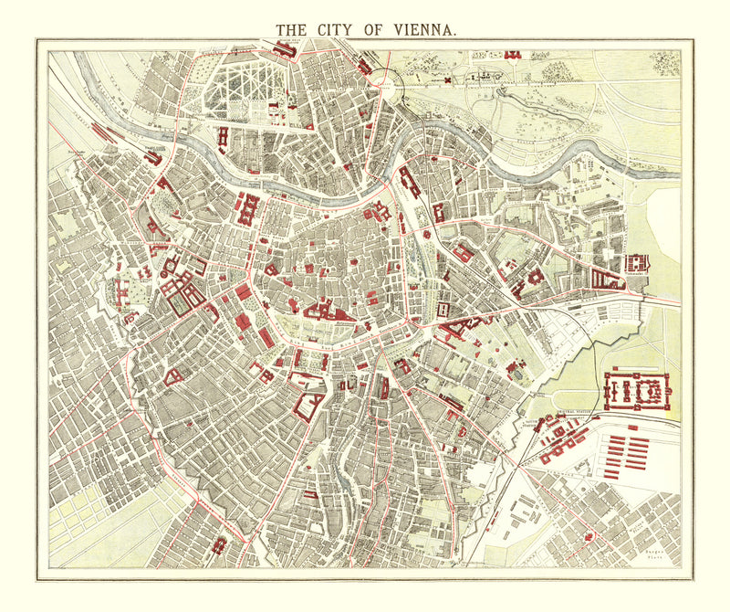 Size comparison using Vintage Map of Vienna, Austria 1883