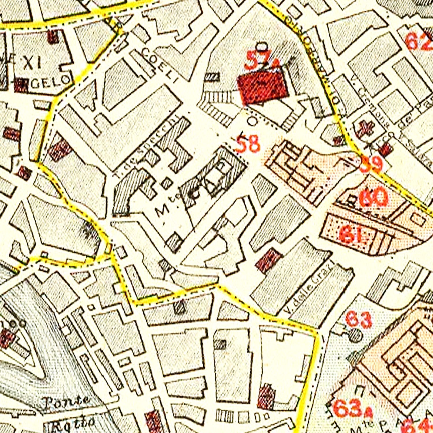 Restored historic details from the 1883 city map of Rome