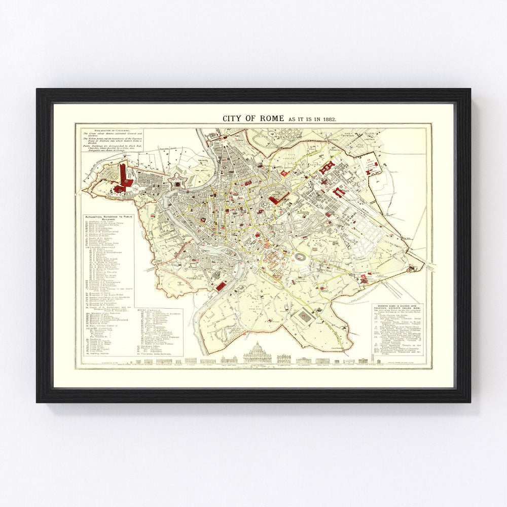 Rome Vintage Map 1883