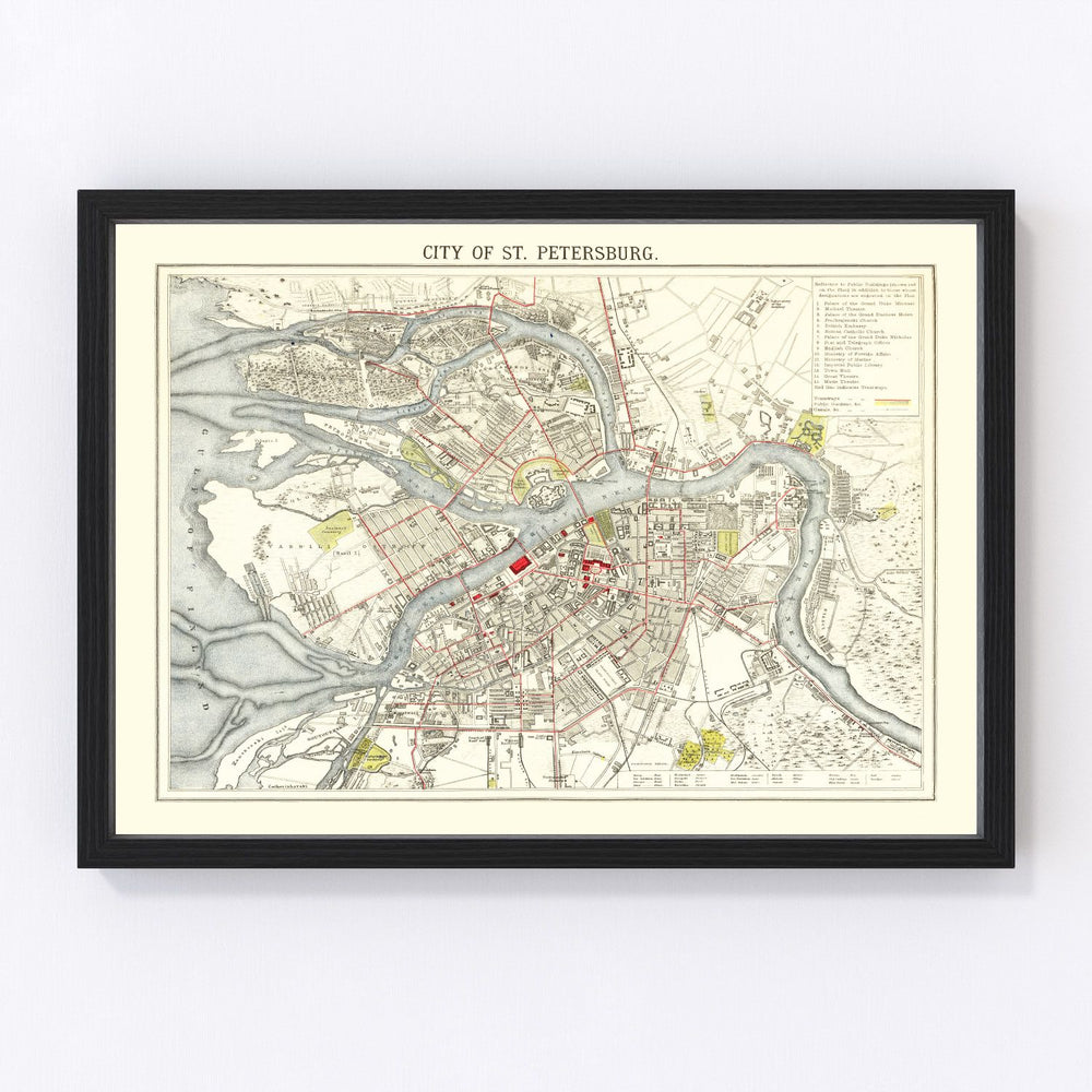 Saint Petersburg Vintage Map 1883