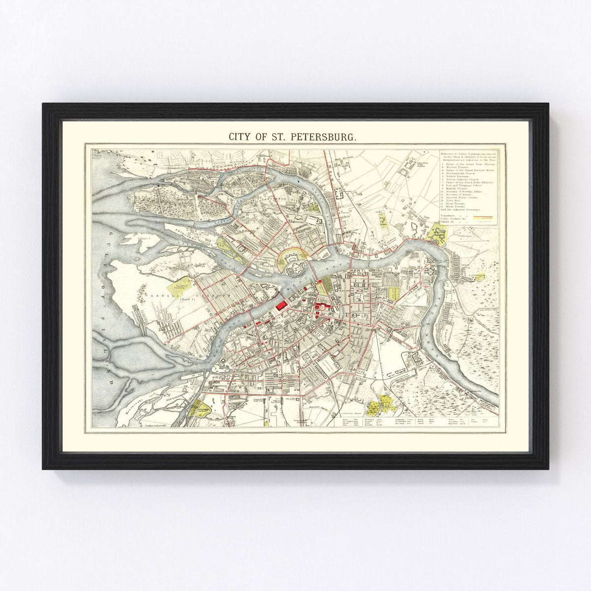 Saint Petersburg Vintage Map 1883