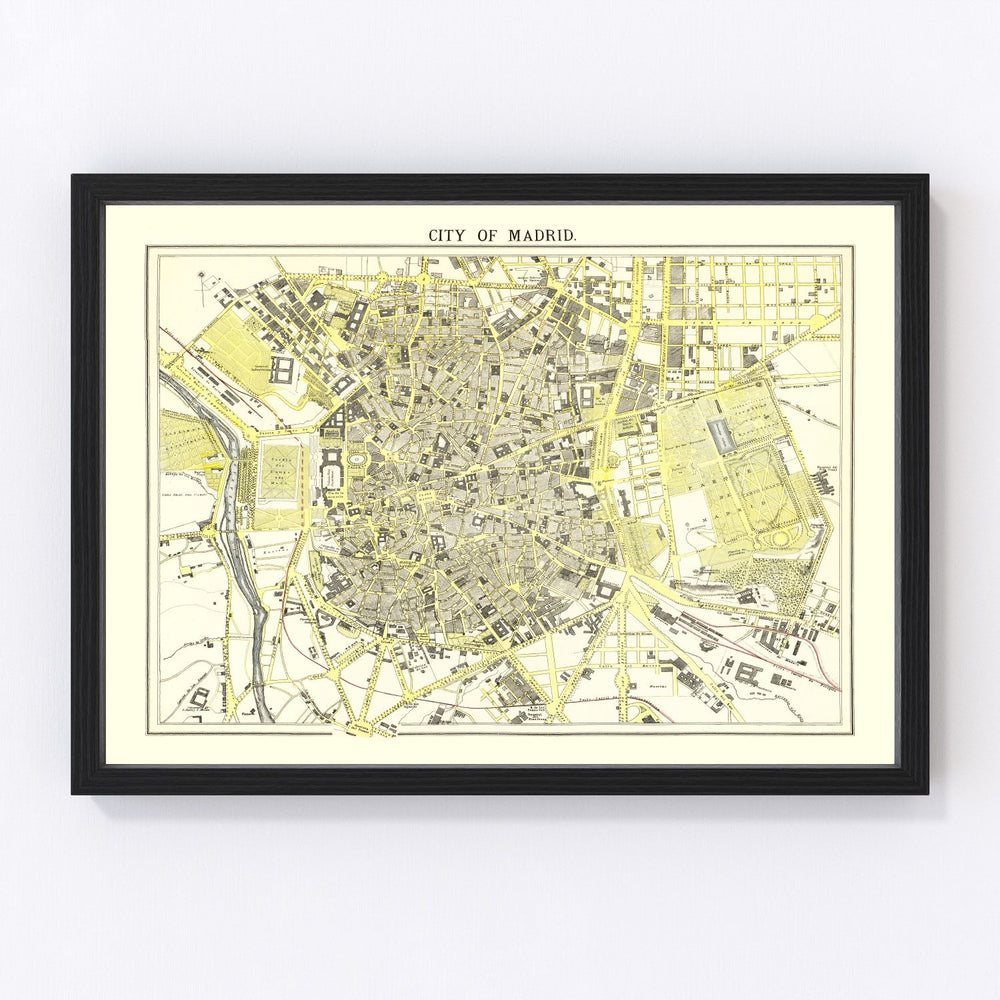 Madrid Vintage Map 1883