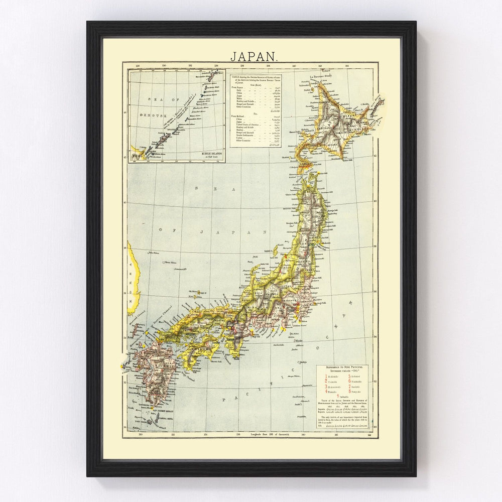 Japan Vintage Map 1883