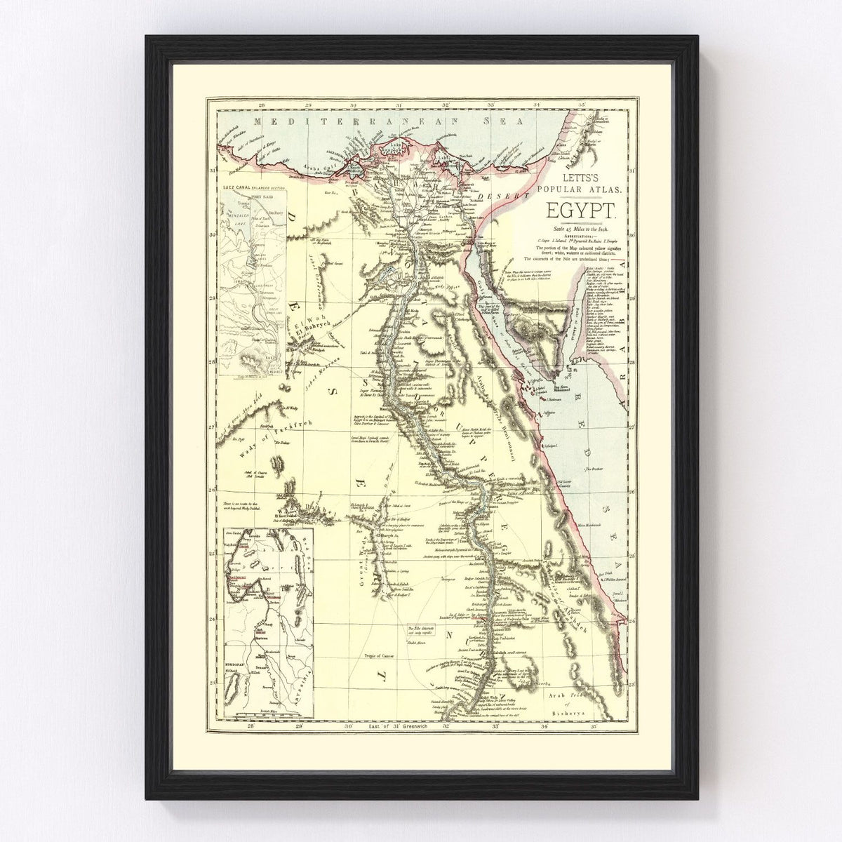 Egypt Vintage Map 1883