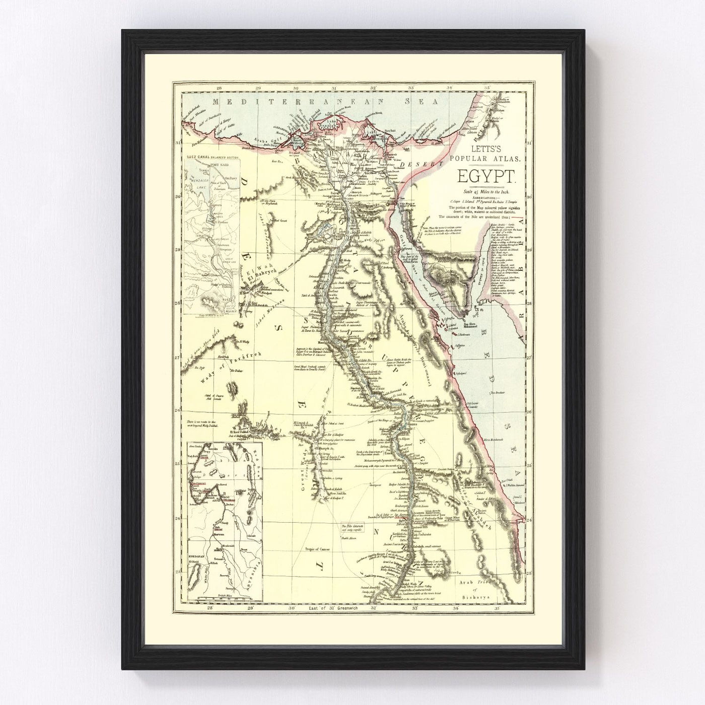 Egypt Vintage Map 1883