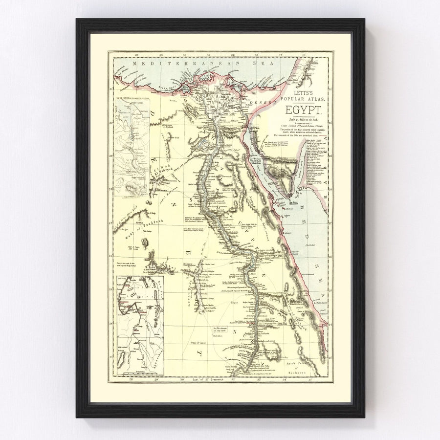 Vintage Map of Egypt 1883