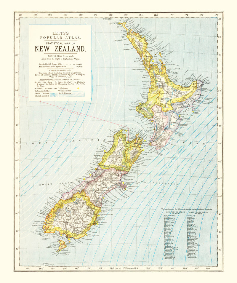 Size comparison using Vintage Map of New Zealand 1883