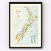 New Zealand Vintage Map 1883