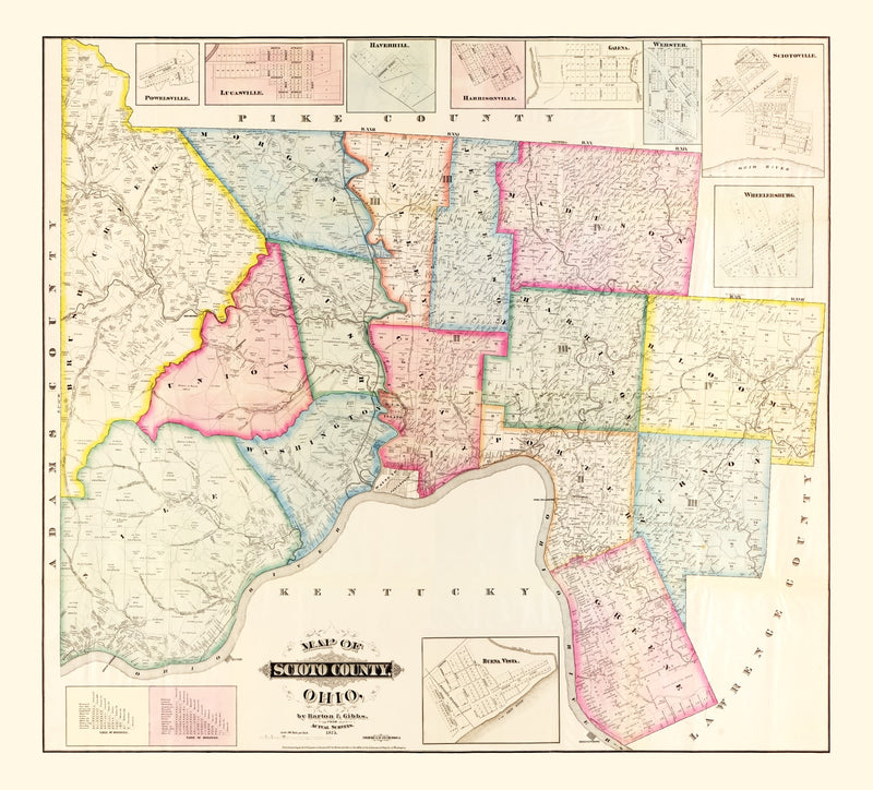 Size comparison using Vintage Map of Scioto County, Ohio 1875
